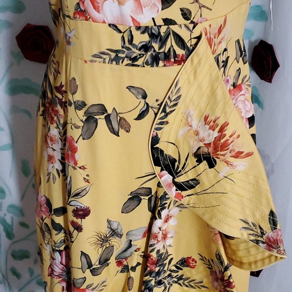 ANTONIO MELANI Yellow Floral Midi Dress - Picture 3 of 12